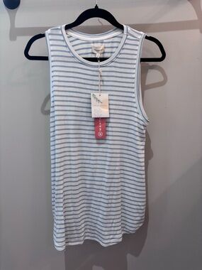 Thread & Supply Blue and White Striped Ribbed Tank
